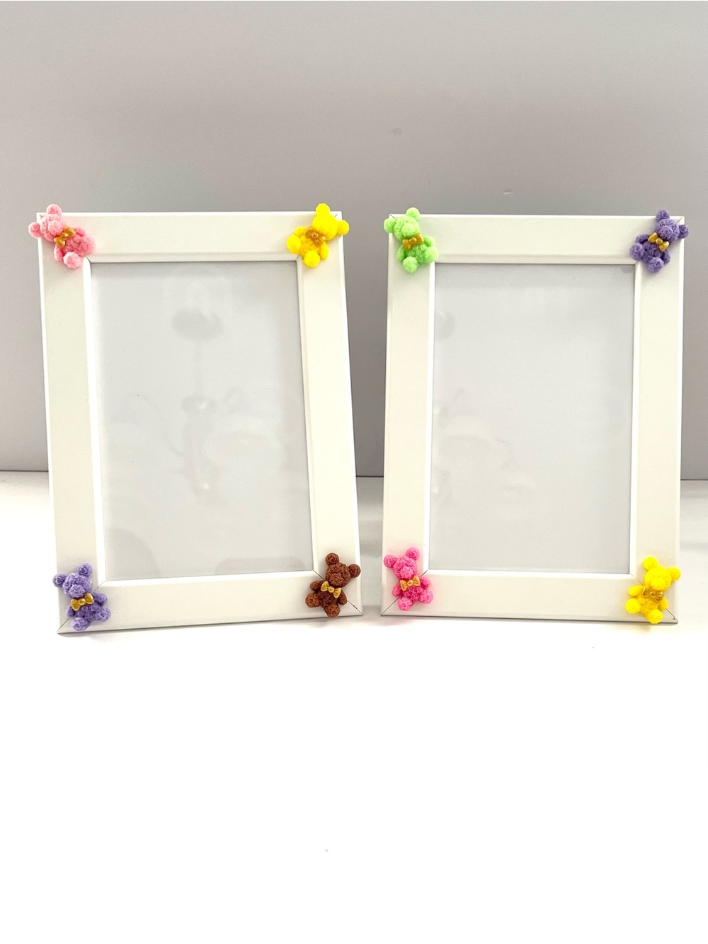Kids Teddy Bear Picture Frames Set of 2 Colorful Nursery Decor